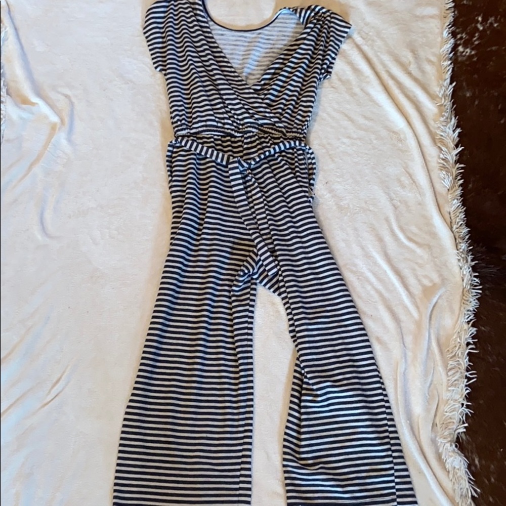Black and white striped jumpsuit